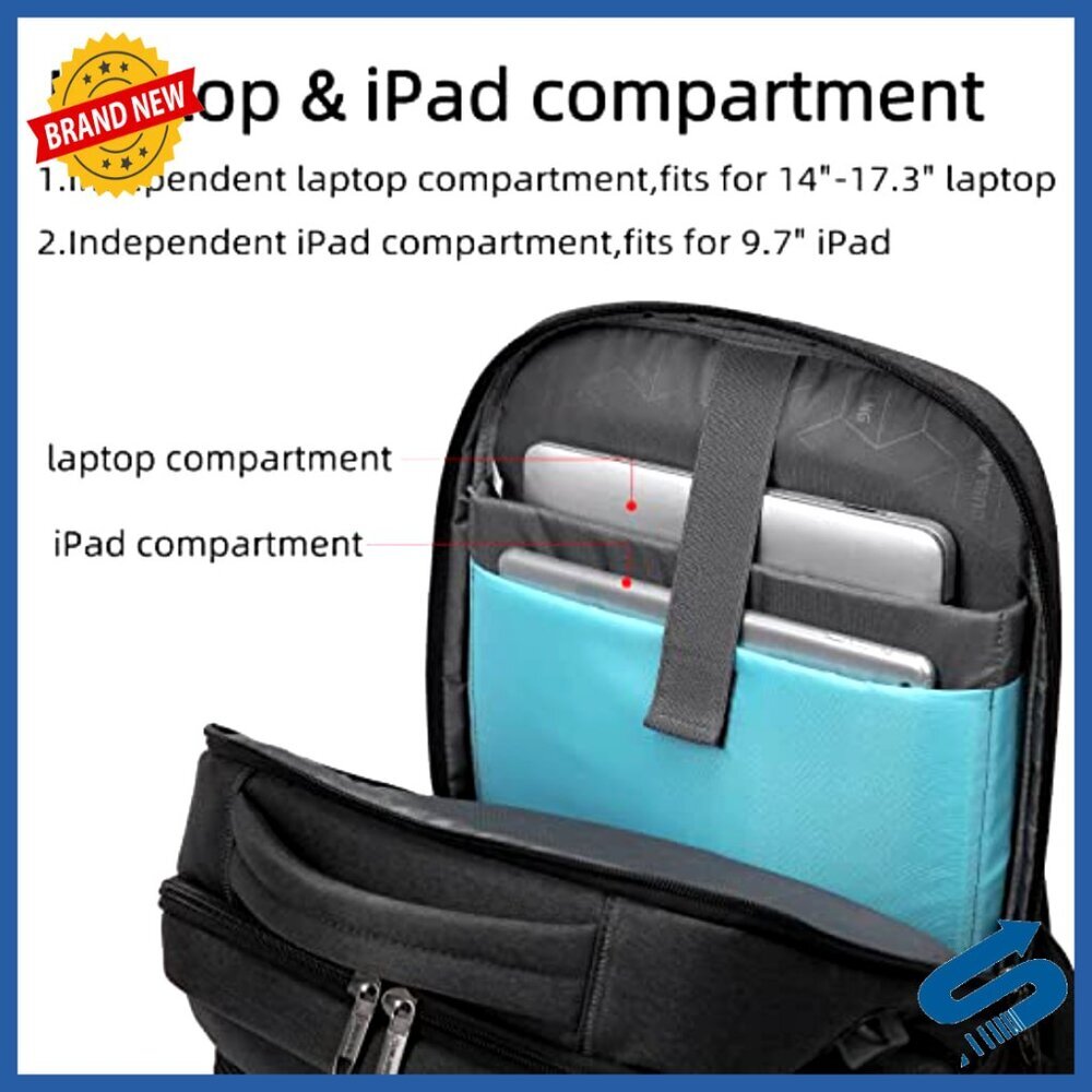 Water Resistant Laptop Backpack USB Charging Port Travel Business College - Picture 6 of 7